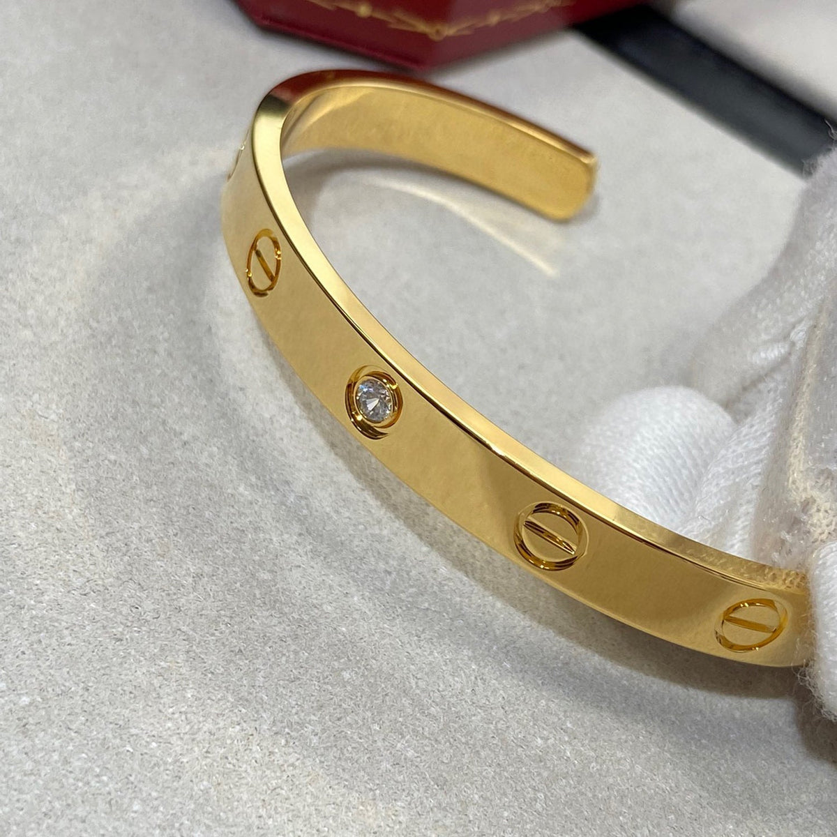 [Vera  Jewelry]LOVE BRACELET 6.1MM 1 DIAMOND OPEN CUFF