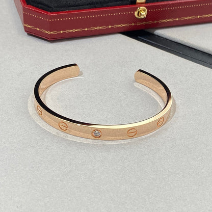 [Vera  Jewelry]LOVE BRACELET 6.1MM 1 DIAMOND OPEN CUFF