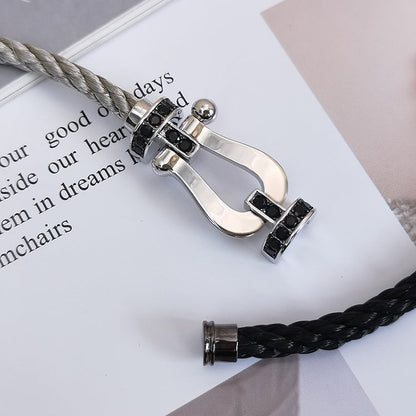 [Vera Jewelry]FORCE LARGE HORSESHOE BLACK DIAMOND BRACELET SILVER