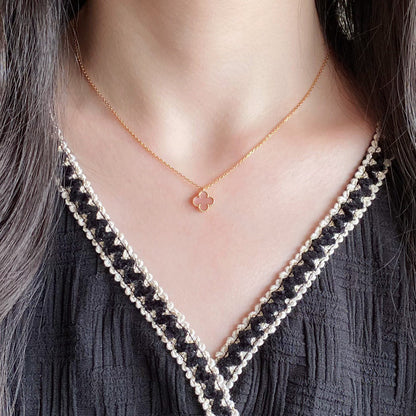 [Vera  Jewelry]CLOVER 15MM PINK MOTHER-OF-PEARL SINGLE FLOWER NECKLACE