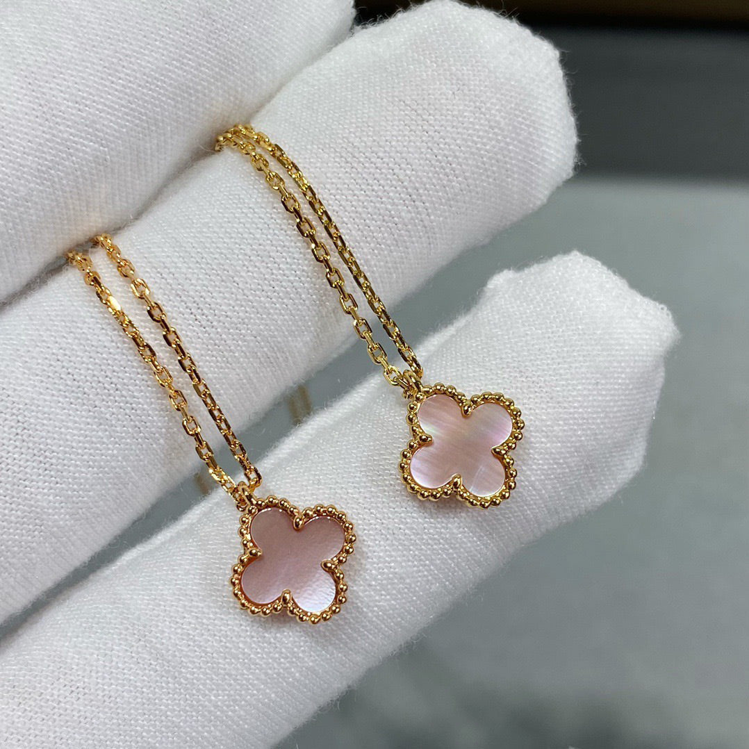 [Vera  Jewelry]CLOVER 15MM PINK MOTHER-OF-PEARL SINGLE FLOWER NECKLACE