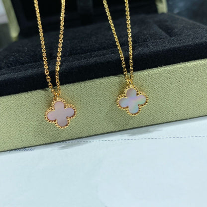[Vera  Jewelry]CLOVER 15MM PINK MOTHER-OF-PEARL SINGLE FLOWER NECKLACE