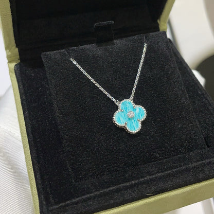 [Vera  Jewelry]CLOVER 15MM DIAMOND SVRES PORCELAIN  NECKLACE SILVER