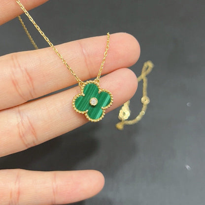 [Vera  Jewelry]CLOVER 15MM DIAMOND TURQUOISE NECKLACE