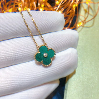 [Vera  Jewelry]CLOVER 15MM DIAMOND TURQUOISE NECKLACE
