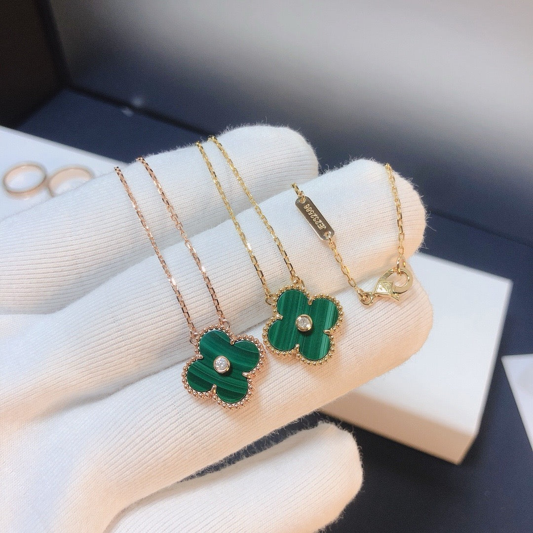 [Vera  Jewelry]CLOVER 15MM DIAMOND TURQUOISE NECKLACE