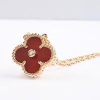 [Vera Jewelry]CLOVER 15MM DIAMOND CARNELIAN NECKLACE