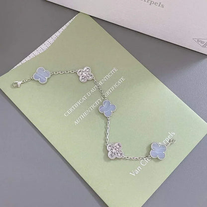 [Vera  Jewelry]LUCKY CLOVER 5-MOTIF BRACELET - PURPLE CHALCEDONY COLLECTION