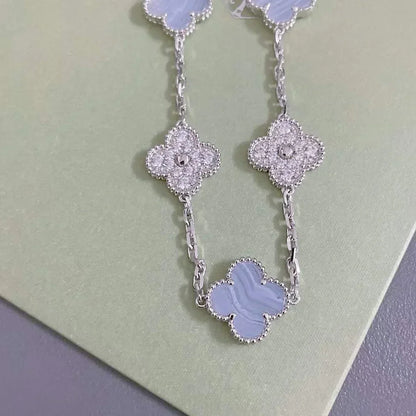 [Vera  Jewelry]LUCKY CLOVER 5-MOTIF BRACELET - PURPLE CHALCEDONY COLLECTION