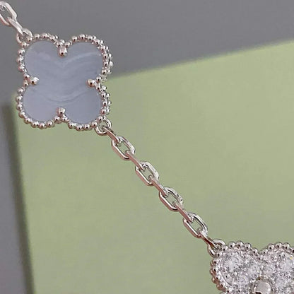 [Vera  Jewelry]LUCKY CLOVER 5-MOTIF BRACELET - PURPLE CHALCEDONY COLLECTION