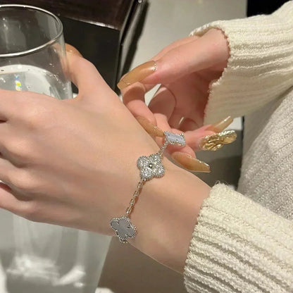 [Vera  Jewelry]LUCKY CLOVER 5-MOTIF BRACELET - PURPLE CHALCEDONY COLLECTION