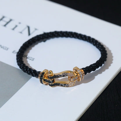 [Vera  Jewelry]FORCE LARGE HORSESHOE BLACK WHITE DIAMOND BRACELET ROSE GOLD