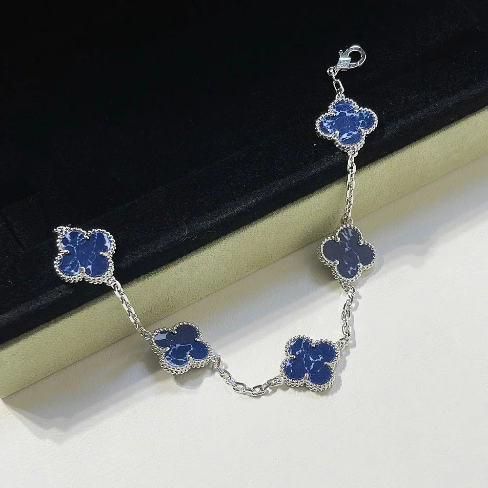 [Vera  Jewelry]LUCKY CLOVER 5-MOTIF BRACELET - PIETERSITE COLLECTION