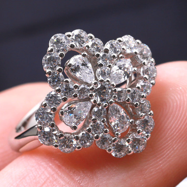 [Vera  Jewelry]LOOP RING FULL MOTIF DIAMOND 16MM SILVE