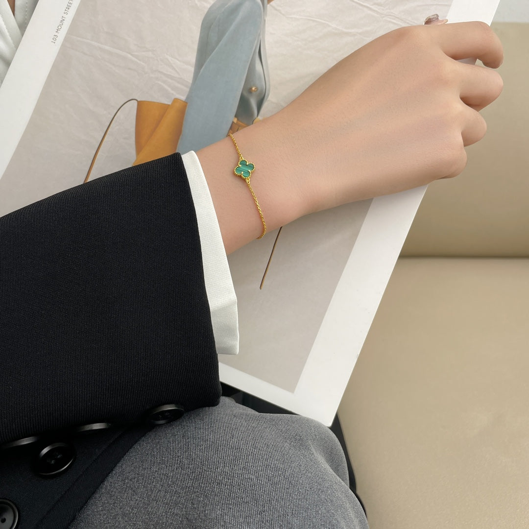 [Vera Jewelry]CLOVER BRACELET MALACHITE 1 MOTIF