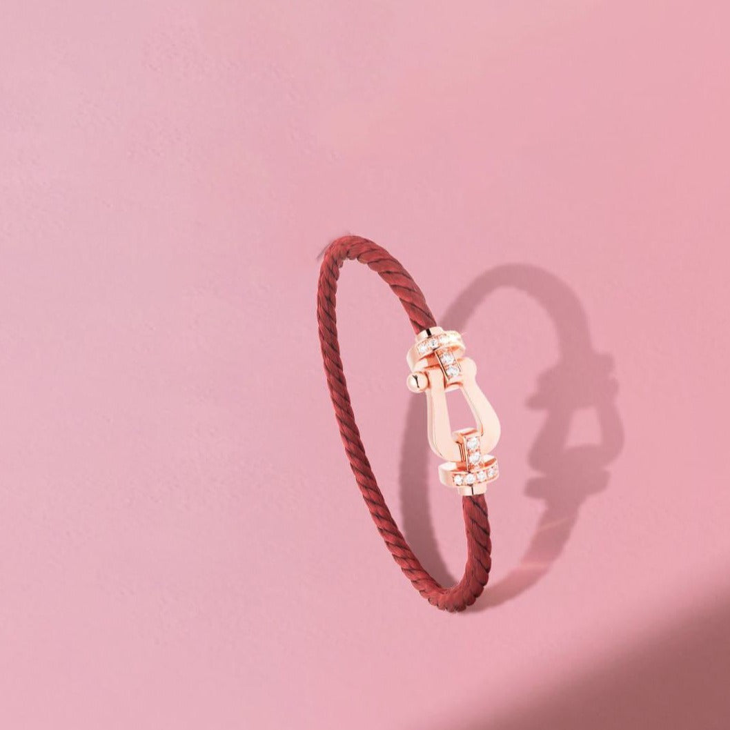[Vera Jewelry]FORCE 10 HALF DIAMOND PINK GOLD RED CORDERI LARGE AND MEDIUM MODEL