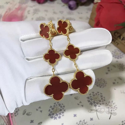 [Vera  Jewelry]CLOVER 3 MOTIF CARNELIAN DROP EARRINGS