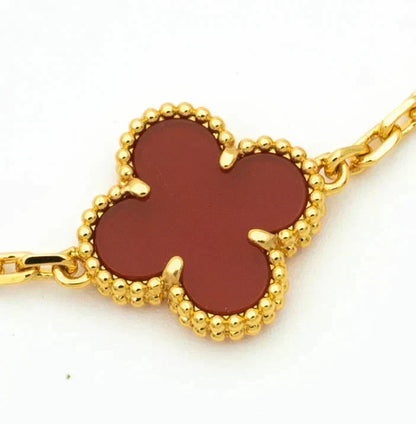 [Vera  Jewelry]LUCKY CLOVER 5-MOTIF BRACELET - RED CARNELIAN COLLECTION