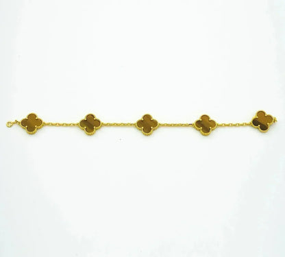 [Vera  Jewelry]LUCKY CLOVER 5-MOTIF BRACELET -  TIGER’S EYE COLLECTION