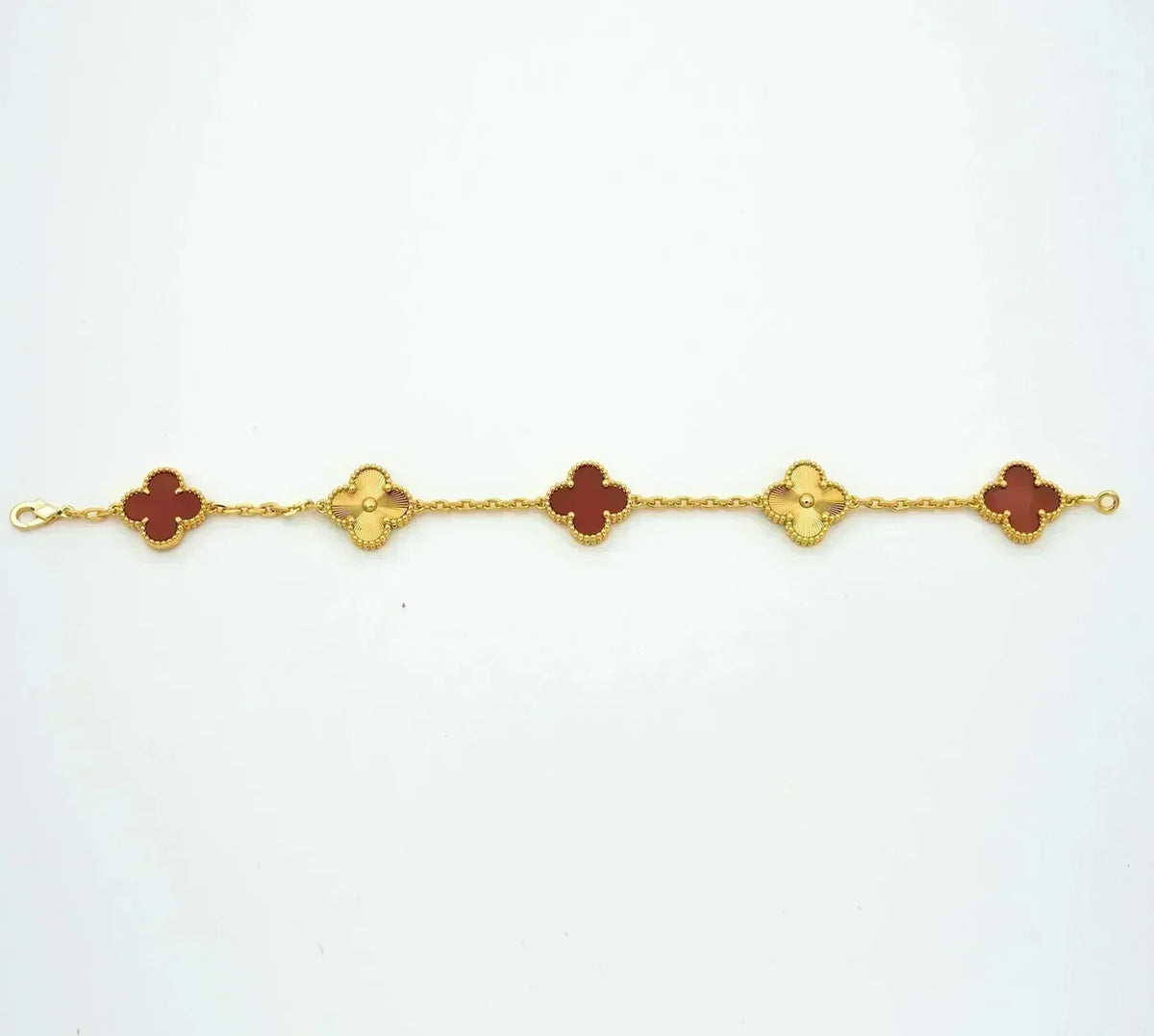 [Vera  Jewelry]LUCKY CLOVER 5-MOTIF BRACELET - RED CARNELIAN COLLECTION