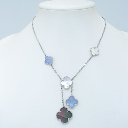 [Vera  Jewelry]CLOVER MOP CHALCEDONY NECKLACE SILVER 6 MOTIF