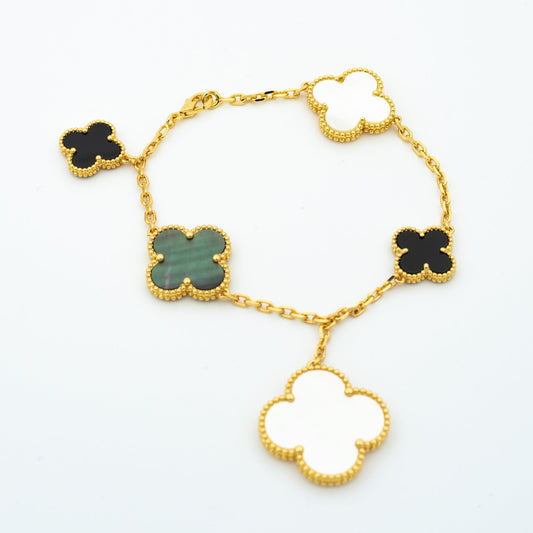 [Vera  Jewelry]CLOVER BRACELET 5 MOTIFS ONYX MOP