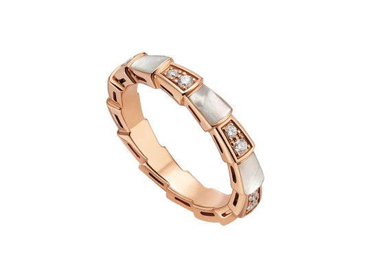 [Vera]SERPENTI RING ROSEGOLD DIAMANT PERLMUTT 3MM