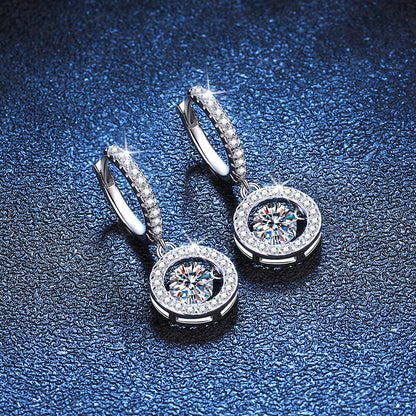 [Vera  Jewelry]DANCING MOISSANITE HALO DROP HOOP EARRINGS