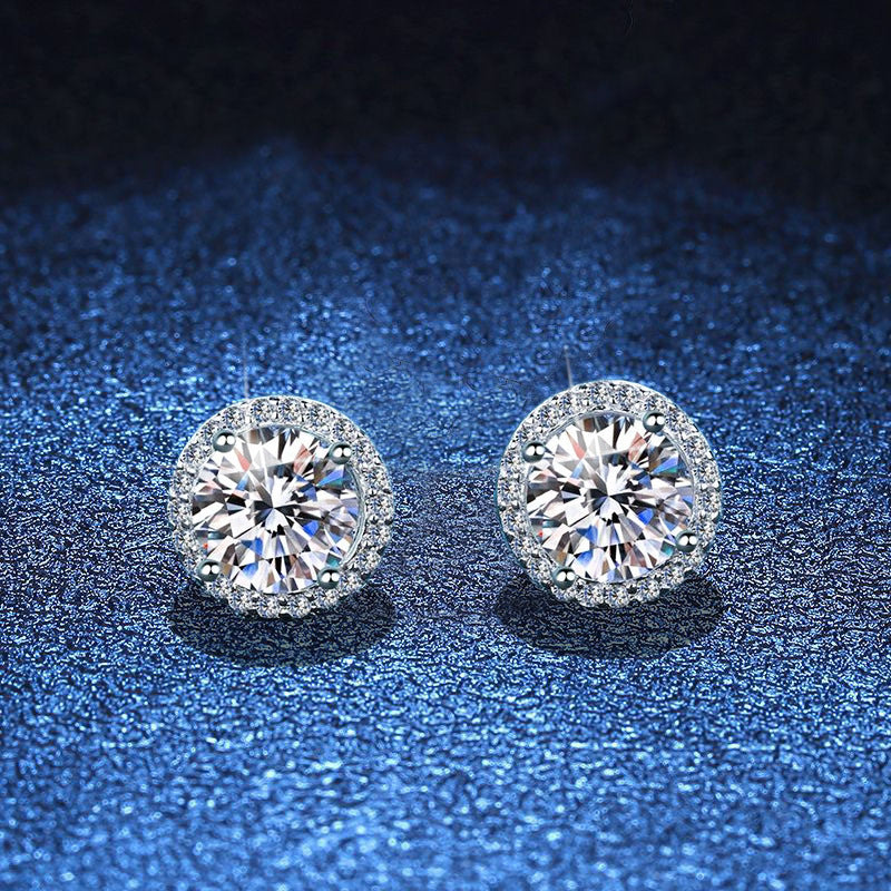 [Vera  Jewelry]CLASSIC 4-PRONG ROUND MOISSANITE STUD EARRINGS