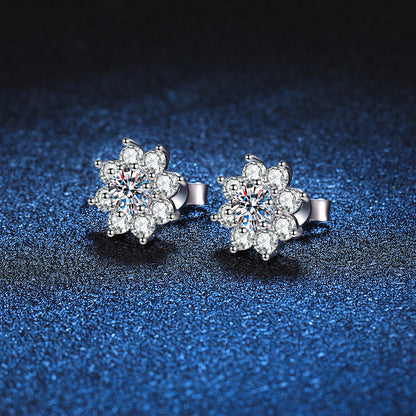 [Vera  Jewelry]RADIANT SUNFLOWER MOISSANITE STUD EARRINGS