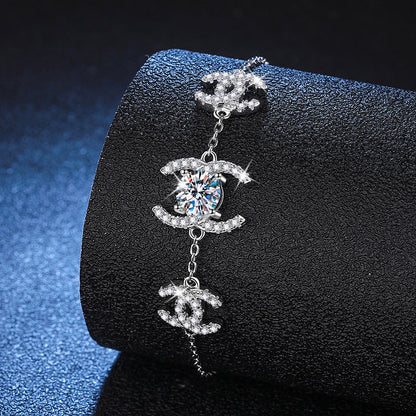 [Vera  Jewelry]CLASSIC INTERLOCKING MOISSANITE BRACELET