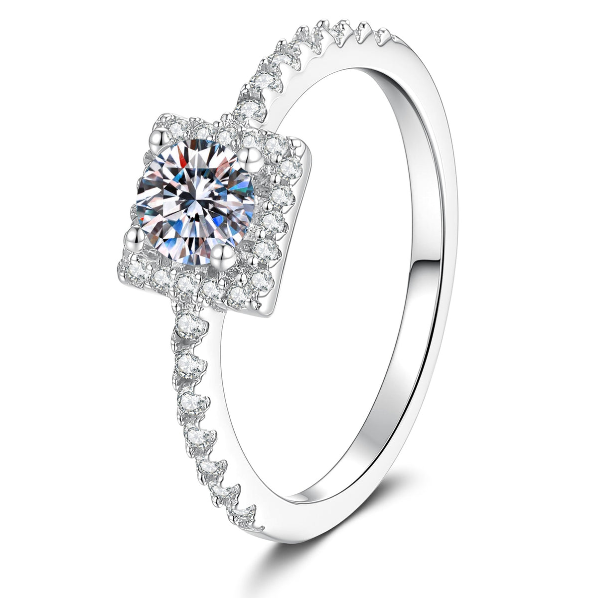 [Vera  Jewelry]DAINTY SUGAR-CUBE MOISSANITE RING