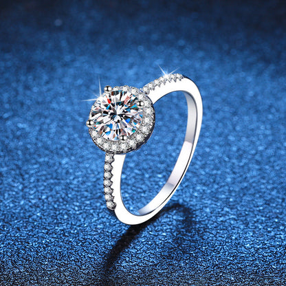 [Vera  Jewelry]RADIANT ROUND HALO MOISSANITE ENGAGEMENT RING