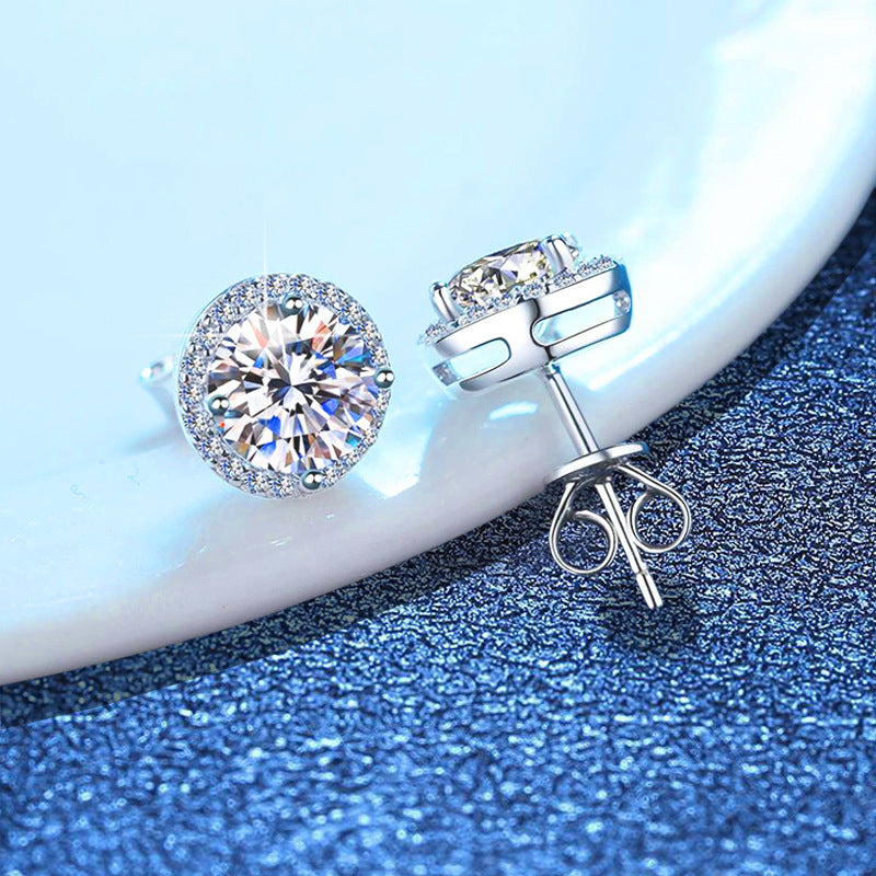 [Vera  Jewelry]CLASSIC 4-PRONG ROUND MOISSANITE STUD EARRINGS