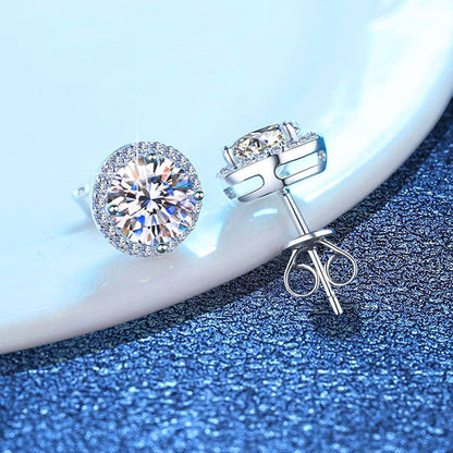 [Vera  Jewelry]CLASSIC 4-PRONG ROUND MOISSANITE STUD EARRINGS