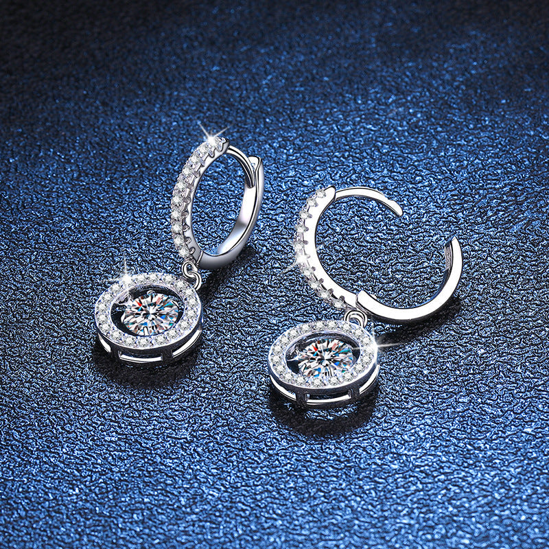 [Vera  Jewelry]DANCING MOISSANITE HALO DROP HOOP EARRINGS