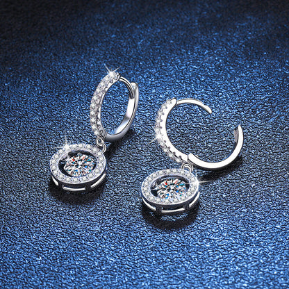 [Vera  Jewelry]DANCING MOISSANITE HALO DROP HOOP EARRINGS