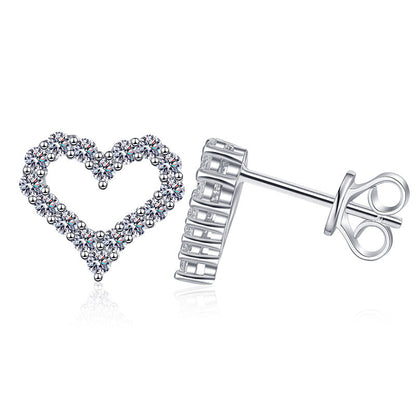 [Vera  Jewelry]SPARKLING HEART-SHAPED MOISSANITE STUD EARRINGS