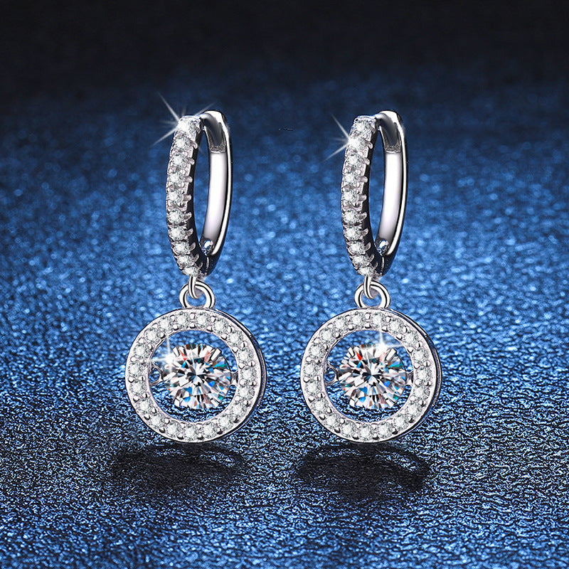 [Vera  Jewelry]DANCING MOISSANITE HALO DROP HOOP EARRINGS