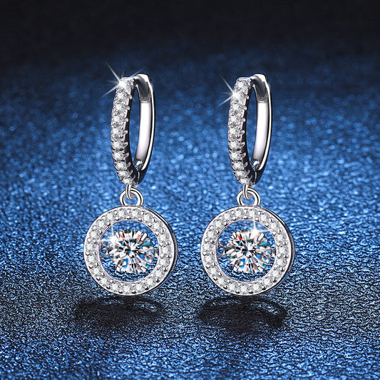 [Vera  Jewelry]DANCING MOISSANITE HALO DROP HOOP EARRINGS
