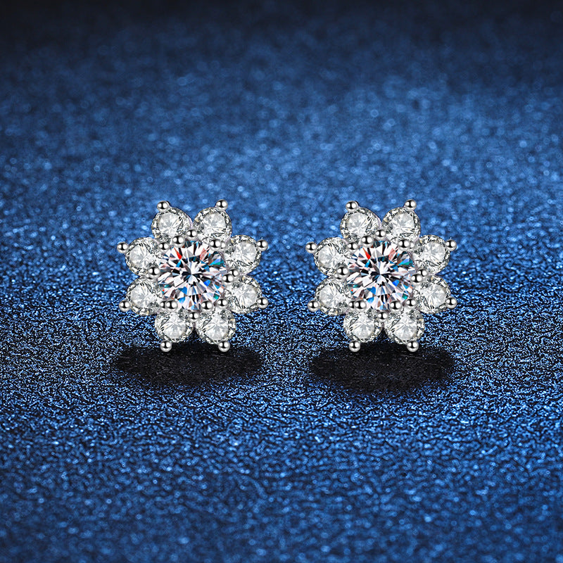 [Vera  Jewelry]RADIANT SUNFLOWER MOISSANITE STUD EARRINGS
