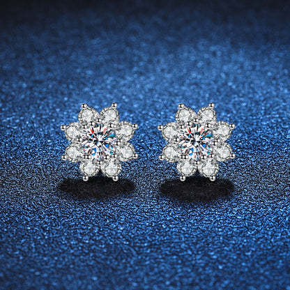 [Vera  Jewelry]RADIANT SUNFLOWER MOISSANITE STUD EARRINGS