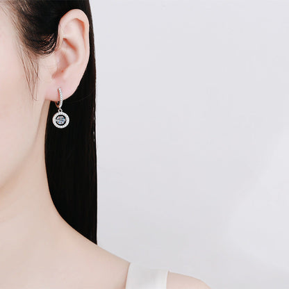 [Vera  Jewelry]DANCING MOISSANITE HALO DROP HOOP EARRINGS
