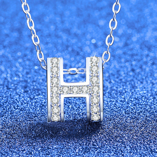 [Vera  Jewelry]FULL-PAVE "H" MOISSANITE PENDANT NECKLACE