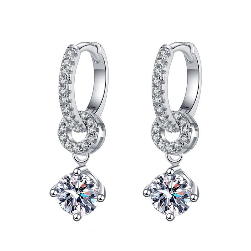 [Vera  Jewelry]INTERLOCKING DOUBLE RING MOISSANITE DROP EARRINGS