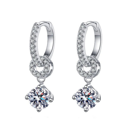 [Vera  Jewelry]INTERLOCKING DOUBLE RING MOISSANITE DROP EARRINGS