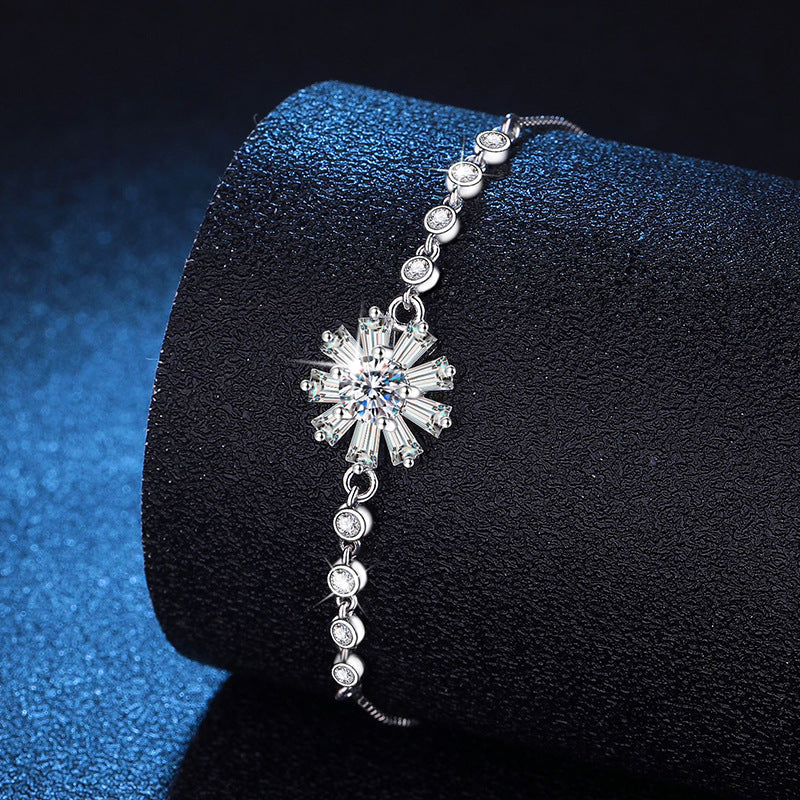 [Vera  Jewelry]RADIANT ICY CRYSTAL SUNFLOWER MOISSANITE BRACELET