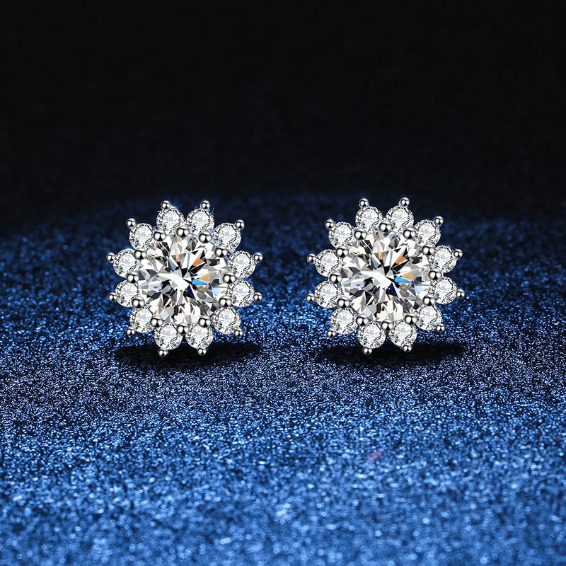 [Vera  Jewelry]BLOOMING SUNFLOWER MOISSANITE STUD EARRINGS