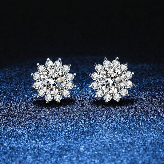 [Vera  Jewelry]BLOOMING SUNFLOWER MOISSANITE STUD EARRINGS