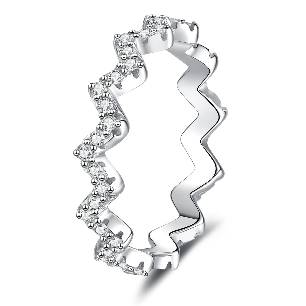 [Vera  Jewelry]CHIC WAVY MOISSANITE ETERNITY RING